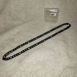 Men's Figaro Necklace (24 Inches) ION Plated Black Stainless Steel #8923536